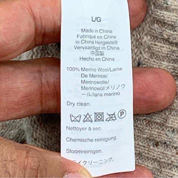 Madewell Women 100% Merino Wool Beige Chunky V-Neck Fall Cardigan Sweater Size L - Picture 5 of 9